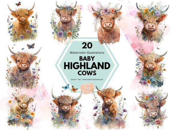 Baby Highland Cow Illustrations: Clipart Review