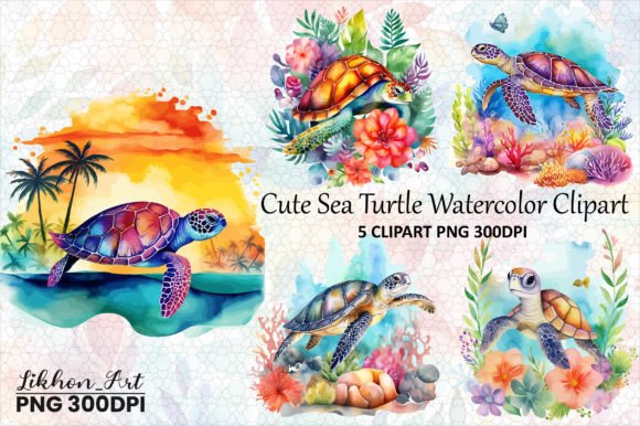Cute Sea Turtle Watercolor Clipart for Crafters & Etsy Sellers