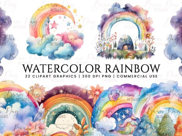 h1Watercolor Rainbow Illustrations for Modern Design Projects/h1