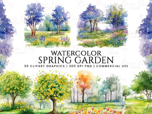 h1Watercolor Spring Garden Illustrations Bundle for Modern Branding/h1