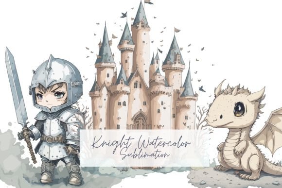 Knight Watercolor Sublimation Clipart for Blog & Editorial Design