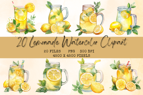 Lemonade Watercolor Clipart: Editorial Illustrations Review