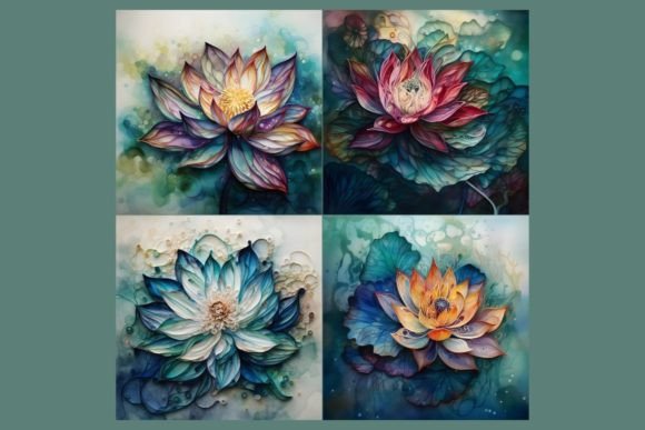 Lotus Blossom Watercolor Illustrations for Branding