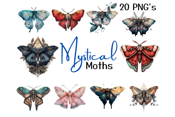 Mystical Watercolor Moth Illustrations for Branding
