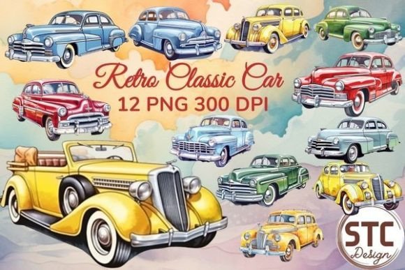 Retro Classic Car Watercolor Sublimation: A Visual Boost for Bloggers & Digital Publishers