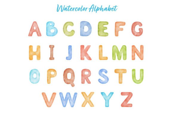 Watercolor Alphabet PNG Letter Clipart Illustrations