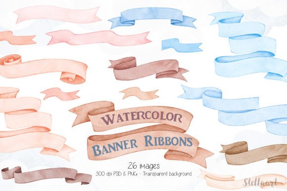 Watercolor Banner Ribbons Clipart: A Visual Boost for Etsy & Print-on-Demand Sellers