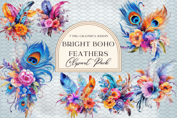 Watercolor Bright Boho Feather Clipart: A Designer’s Review for Branding & Creative Projects