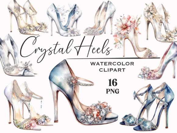 Watercolor Crystal Heels Fashion Illustrations Review
