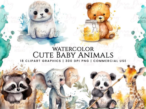 Watercolor Cute Baby Animals Clipart Review