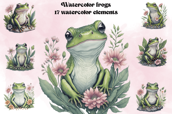 Watercolor Cute Frogs Illustrations for Client Projects