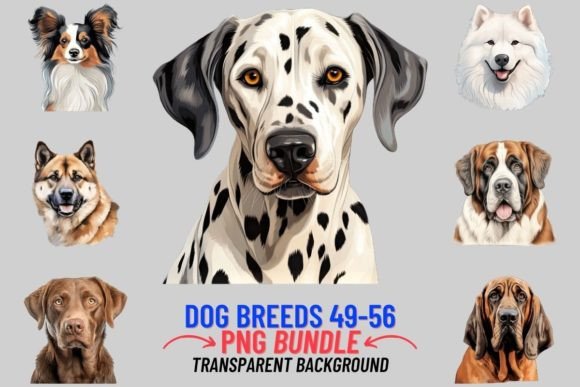 Watercolor Dog Breeds Sublimation 49-56: A Visual Review for Branding and Marketing Use