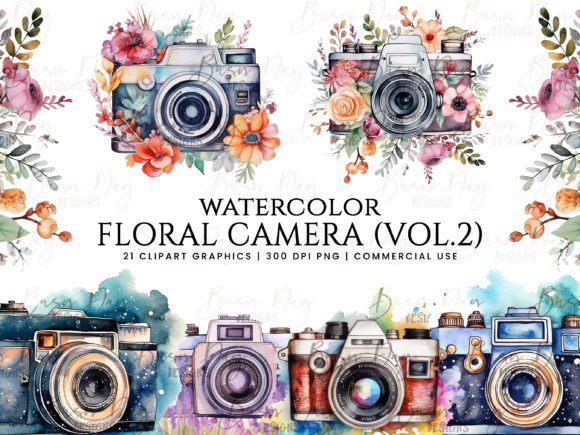 Watercolor Floral Camera Clipart Vol.2: A Blogger’s Guide to Elegant Editorial Design