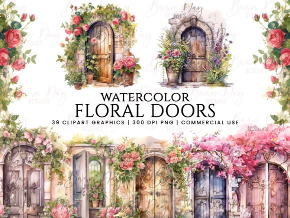 Watercolor Floral Doors Illustrations: A Fresh Design Asset for Brand Storytelling