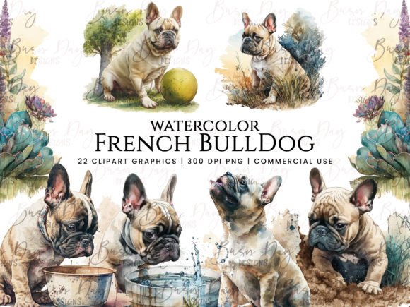 Watercolor French Bulldog Clipart Vol 1 Illustrations Review