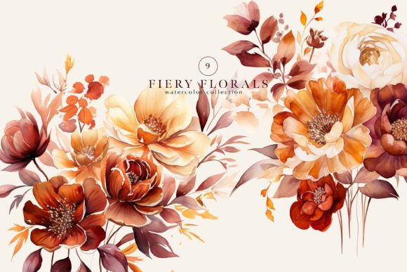 Watercolor Rusty Fall Flowers Bouquets Illustrations: A Designer’s Review for Branding and Marketing Use