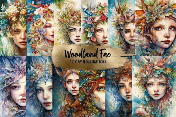 Woodland Fairy Watercolor Vintage Style Illustrations for Blog & Editorial Design
